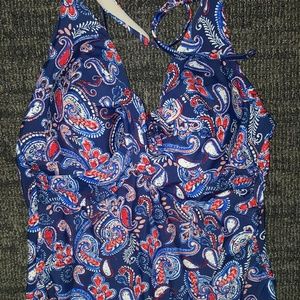 Merona Paisley Halter Swim Tankini - M